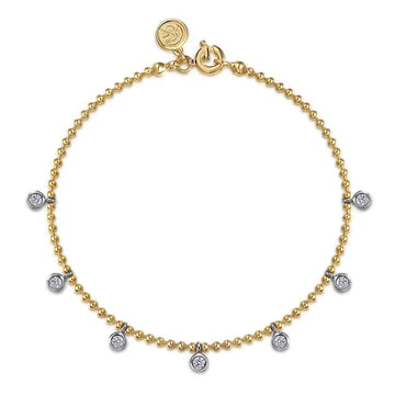 GABRIEL & CO- 14K White and Yellow Gold Bujukan White Sapphire Droplet Bracelet